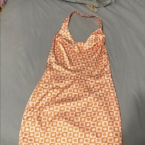 Orange Floral Halter Dress